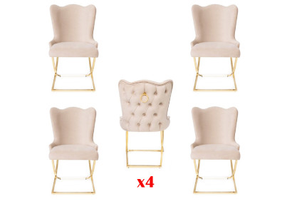 Chaise design Fauteuil de luxe Fauteuils rembourrés 4x fauteuil Salon Salle à manger