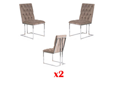 Salle à manger Chaises Textile Set 2x Chaise Designer Bois Tissu Rembourrage Lehn