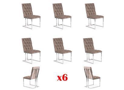 Conception 6x Chaises Suite Ensemble complet Chaise Salle à manger Siège rembourré