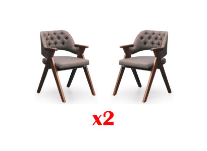 Ensemble de chaises rembourrées pour fauteuil design 2x en bois pour salle à manger de restaurant Chesterfield.
