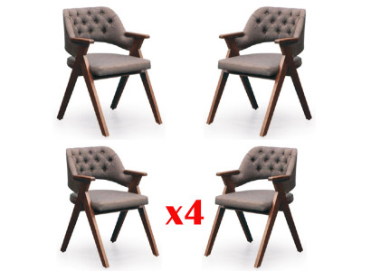 Ensemble de 4 chaises suite groupe fauteuil Chesterfield chaises de salle à manger suite