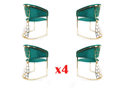 Salle à manger Restaurant Cuisine Groupe Fauteuil 4x Fauteuil de salon Chaises rembourrées