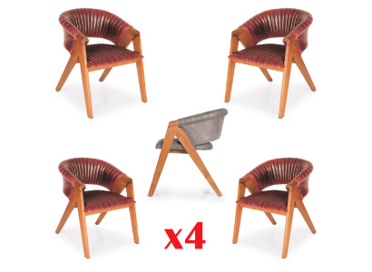 Suite 4 chaises Design moderne Rembourrage Groupes de chaises de salle à manger en bois