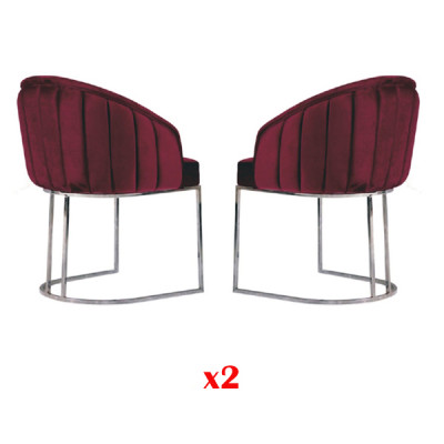 Designer Chaises en tissu métallique pour l'ameublement de salle à manger Gastro Moderne 2x Fauteuil