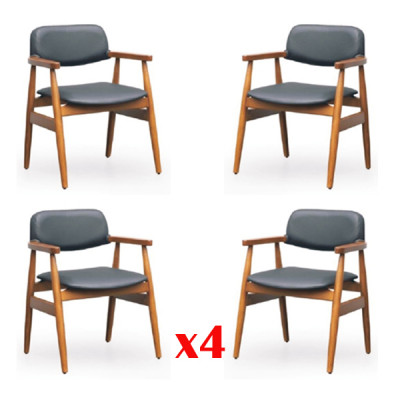 Ensemble chaise suite rembourrée Salle de séjour Bois 4x chaises Salle à manger Groupe