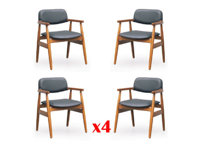 Ensemble chaise suite rembourrée Salle de séjour Bois 4x chaises Salle à manger Groupe