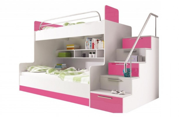 Lits superposés pour enfants Chambre d'enfant Lits Lit mezzanine Lit superposé Double lit superposé Meubles laqués Rose