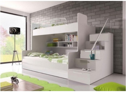 Lit superposé Chambre d'enfants Lits Lit mezzanine Lit superposé double Mobilier laqué blanc