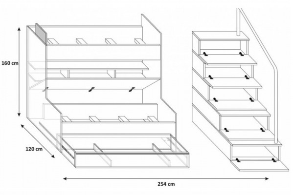Lit superposé Chambre d'enfants Lits Lit mezzanine Lit superposé double Mobilier laqué blanc