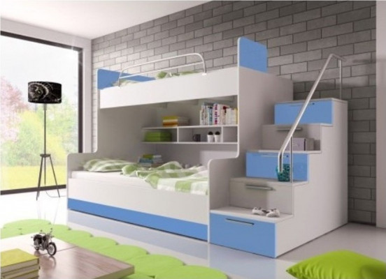 Lits superposés pour garçons Chambre d'enfants Lits Lit mezzanine Lit superposé double Mobilier laqué