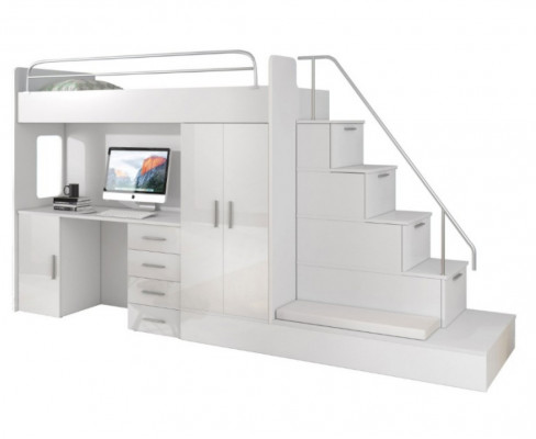 Lit mezzanine pour enfants blancs Lit superposé Lit superposé superposé Mobilier Brillant