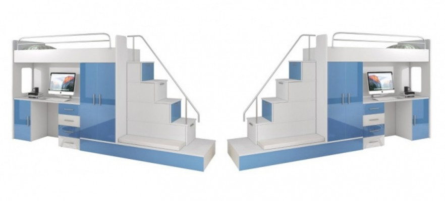 Lit mezzanine pour enfants blancs Lit superposé Lit superposé superposé Mobilier Brillant