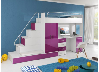 Lilas Lits superposés pour enfants Lit mezzanine Lit superposé Lit superposé double Lit Meuble laqué