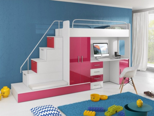 Lits mezzanines Lit superposé Lit mezzanine Bleu Chambre d'enfants Lits Lit superposé Rose Lit nouveau