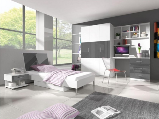 Bureau Table haute brillance Gris Bureau Chambre d'enfants Chambre de jeunes Tables neuves