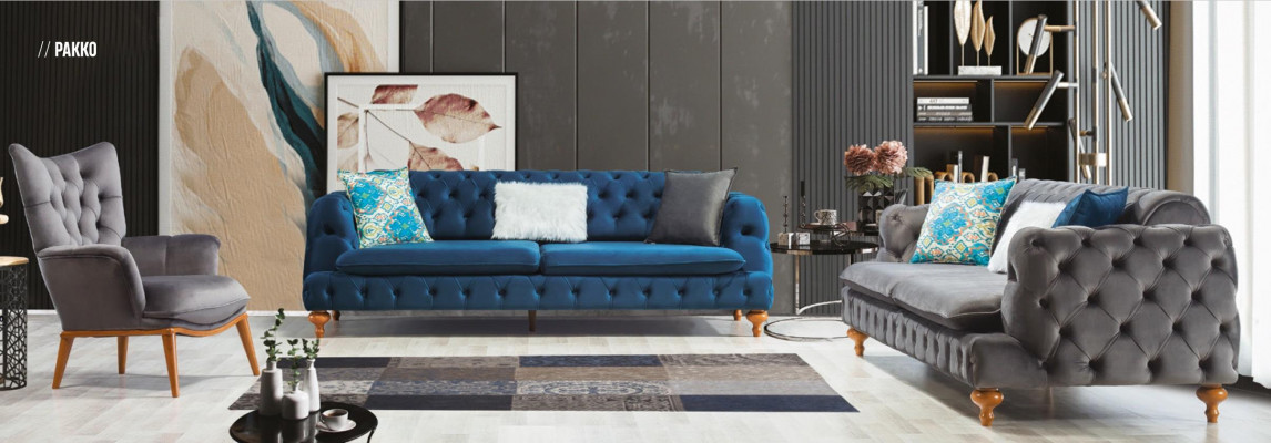 Fauteuil 1 place Gris Salon Textile Chesterfield Style italien