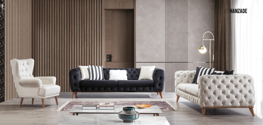Canapé 3 places Blanc Meubles de luxe Chesterfield Style italien