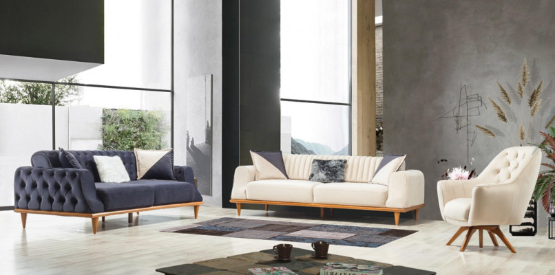 Fauteuil beige 1 place Salon Design classique Chesterfield