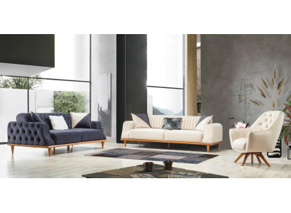 Fauteuil beige 1 place Salon Design classique Chesterfield