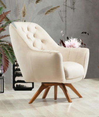 Fauteuil beige 1 place Salon Design classique Chesterfield
