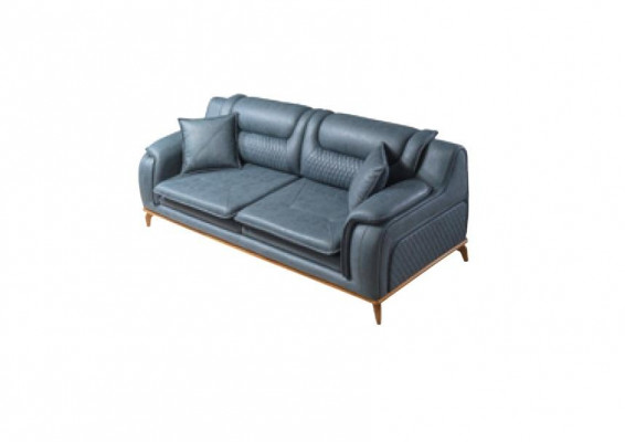 Ensemble de canapé 3+3+1 places Fauteuil bleu Canapé en cuir de luxe Style occidental de meubles de canapé