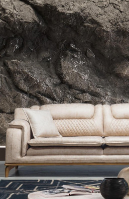 Canapé beige 3 places Salon Design classique Style élégant Chesterfield neuf