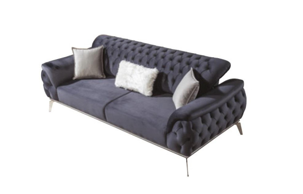 Ensemble de canapés 3+3+1 places Fauteuil bleu Luxueux Chesterfield Meubles