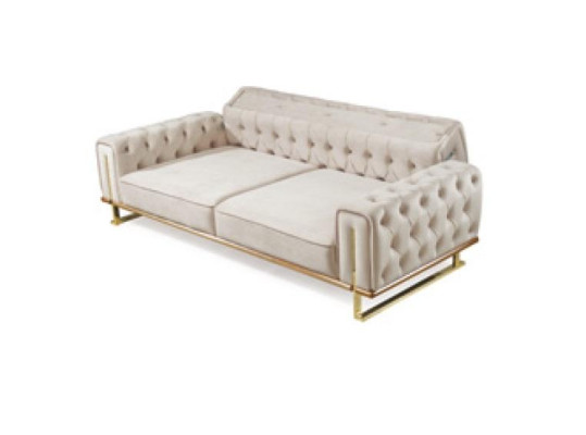 Canapé beige 3 places Salon Design de luxe Chesterfield italien