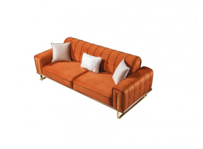 Canapé Orange 3 places Salon Luxe Chesterfield Italien