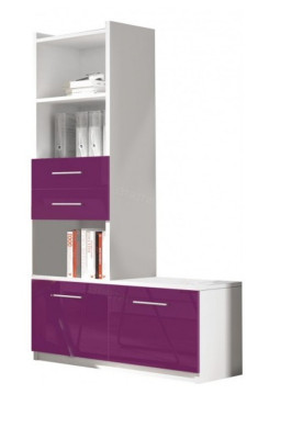 Étagère Armoire Bibliothèque pour Chambre d'enfants Chambre de Jeunes Blanc Violet Brillant
