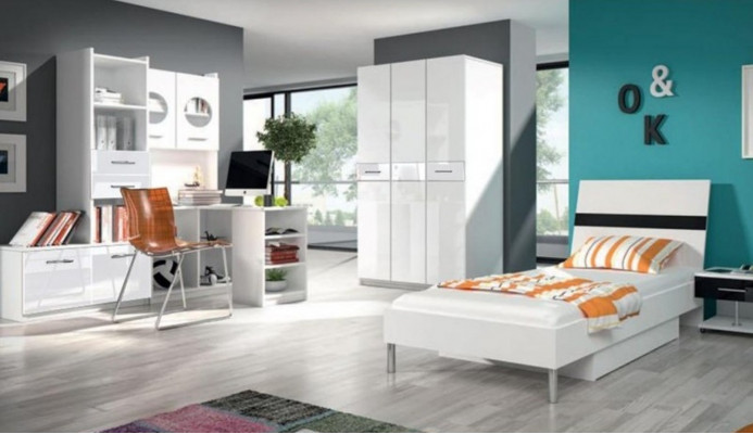 Lit + Table de chevet - Mobilier de chambre d'enfants Lits noirs 2 pièces Ensemble neuf