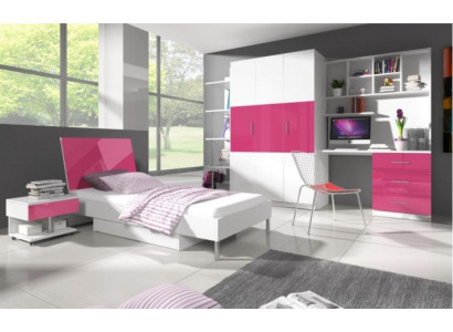 Lits Lit enfant moderne Lit de jeunesse pour filles Lit en bois Lit en laque rose