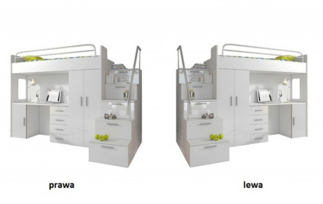 Lit superposé double Rosa Table Armoire Lit superposé multifonction Chambre d'enfants