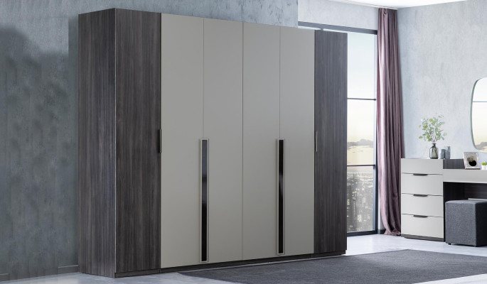Chambre Ensemble de meubles Lit 2x Table de chevet Armoire Mobilier Ensemble complet 5pcs