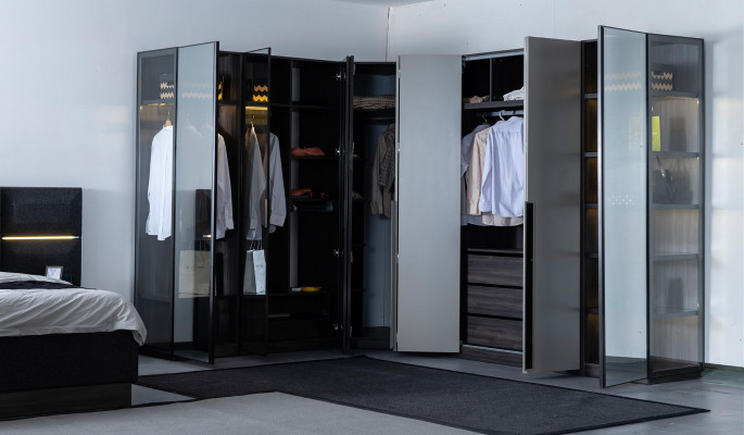 Chambre Lit Table de chevet Armoire Commode avec Miroir Mobilier Bois Luxe