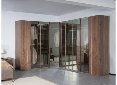 Armoire Walk-in Cabinet en verre Portes transparentes Armoire d'angle Nouveau