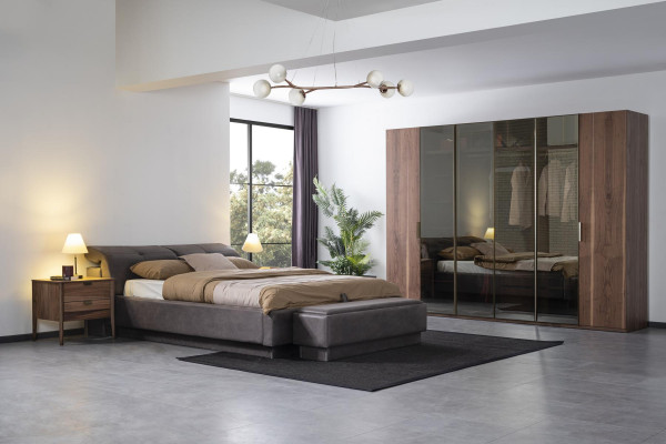 Chambre à coucher Ensemble de meubles Lit 2x Table de chevet Armoire Meubles Ensemble complet 4 pièces