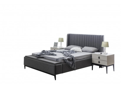 Design de lit Lit double Lits Rembourrages Meubles de chambre Cadre de lit Hôtel Gris