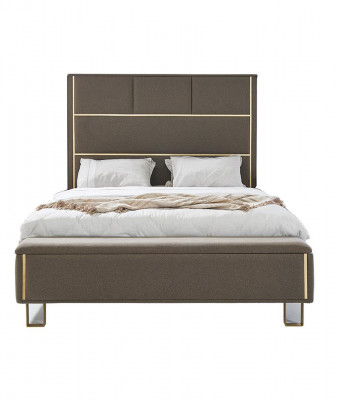 Taupe revêtement de lit Lit double Bois Mobilier de chambre à coucher Hôtel Tapisserie 180x200
