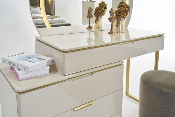 Coiffeuse Ensemble Console Miroir Mobilier de chambre Design Ensemble de tabouret neuf