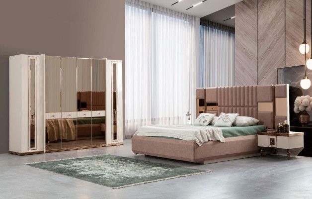 Lit de luxe Chambre à coucher Mobilier italien Matériau novateur Bois Marron