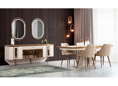 Ensemble de salle à manger de luxe - Commode - Buffet - Table - 4 chaises - Suite 8 pièces