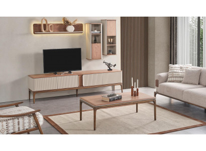 Buffet télé Meuble bas Armoire Table basse Salon Moderne Beige Bois