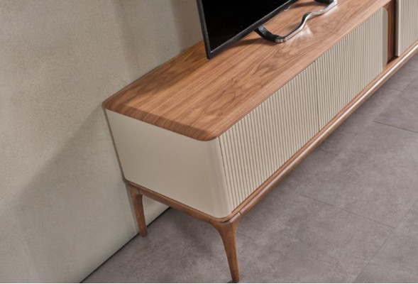 Buffet télé Meuble bas Armoire Table basse Salon Moderne Beige Bois