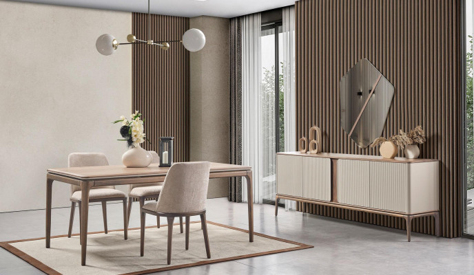 Ensemble complet Table à manger 4 chaises Ensembles salle à manger Groupe Ess Table en bois Tables 5 pièces