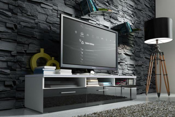 Une armoire à télévision élégante en bois pour votre salon dans un style moderne.