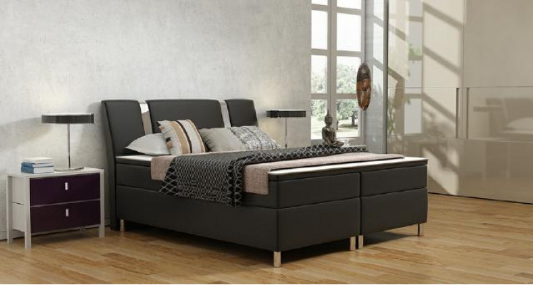 Lit à sommier tapissier avec cadre en cuir pour hôtel, y compris matelas et lit en cuir Visco.