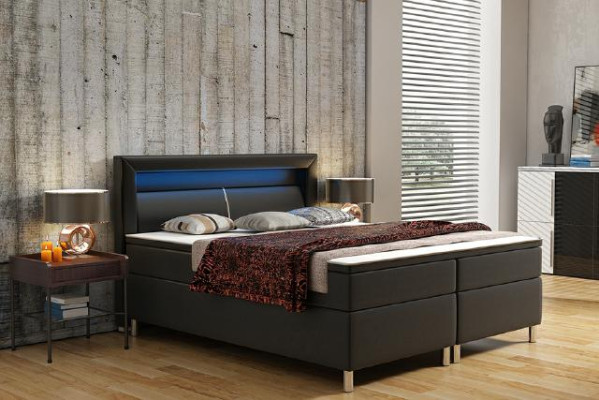 Lit confortable Box Hotel avec Visco & Matelas en cuir Lits Lit double