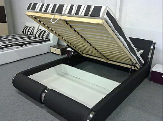 Lit en cuir avec cadre en 140/160/180x200cm, design capitonné double fabriqué dans l'UE.