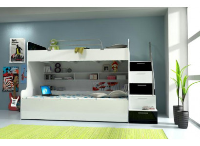 Lits superposés doubles Lit superposé Lit Lit pour enfants Lit pour jeunes Lit mezzanine neuf Noir/Blanc